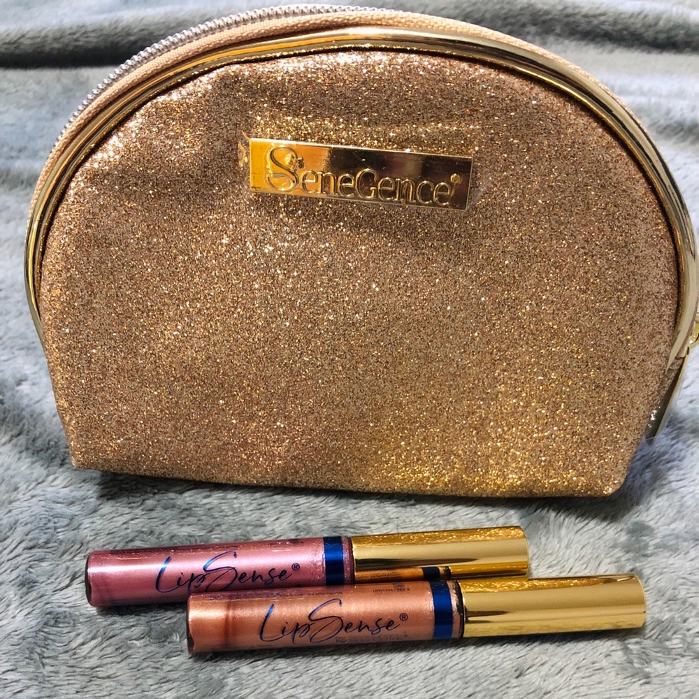 SeneGence Metallic Lipgloss Duo w/gold glitter bag